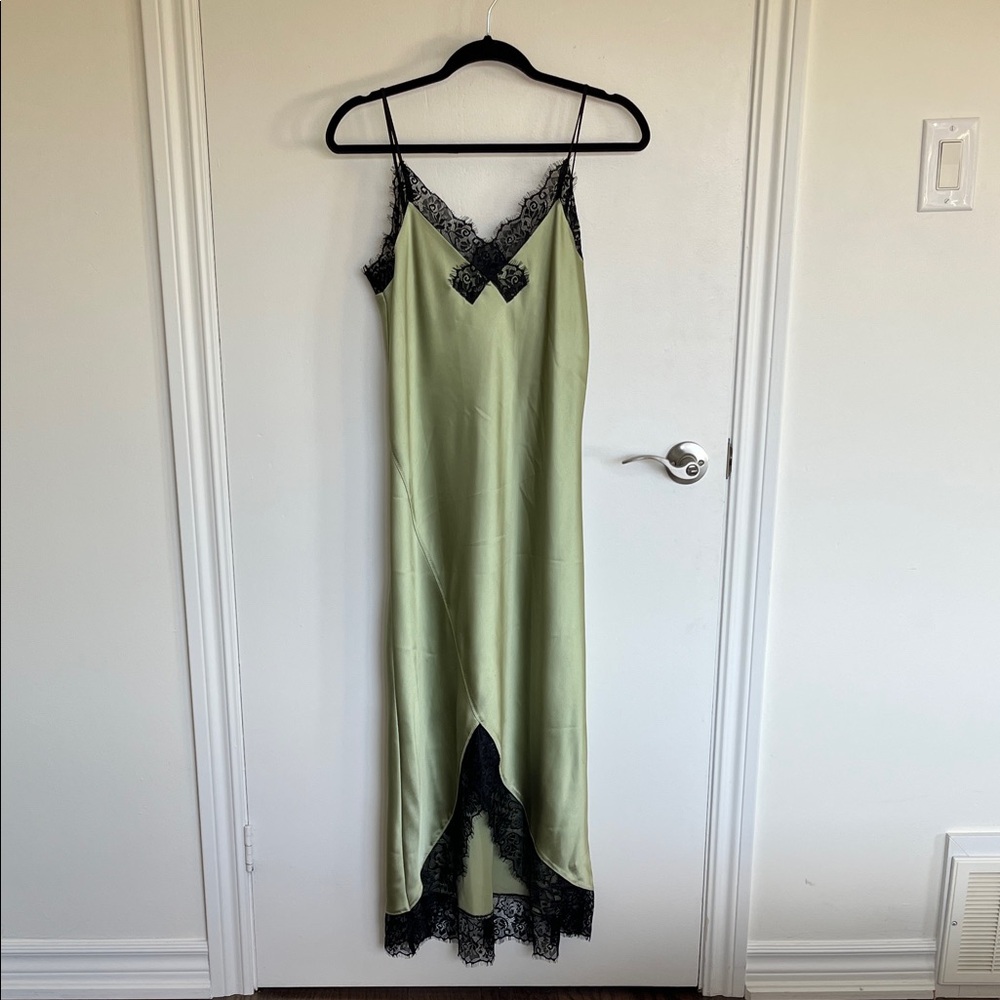 All Saints Sage and Black Lace Chemise - Picture 6 of 10